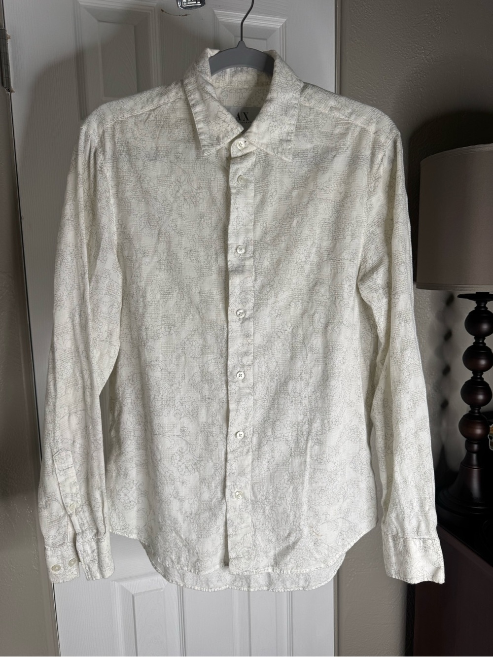 VINTAGE Armani Exchange White Subtle Paisley Button-Down Shirt